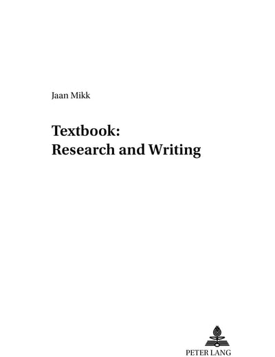 Textbook: Research and Writing (Baltische Studien zur Erziehungs- und Sozialwissenschaft)
