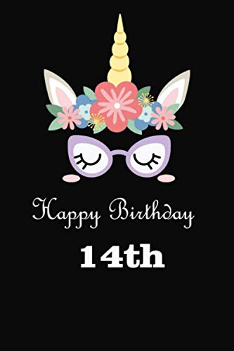 Unicorn Journal Happy Birthday 14th: Beautiful Unicorn Lined Notebook/ Journal (6