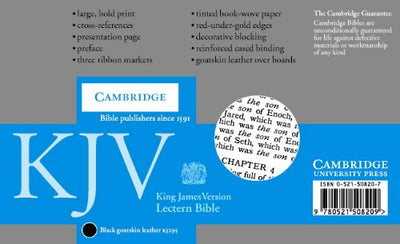 KJV Lectern Bible, Black Goatskin Leather over Boards, KJ986:XB