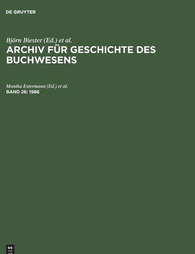 1986 (Archiv Für Geschichte Des Buchwesens) (German Edition)