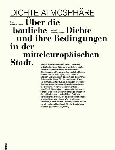 Dichte Atmosphäre: Über die bauliche Dichte und ihre Bedingungen in der mitteleuropäischen Stadt (German Edition)