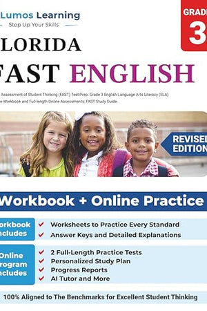 Florida Assessment of Student Thinking (FAST) Test Prep: Grade 3 English Language Arts Literacy (ELA) Practice Workbook and Full-length Online Assessments: FAST Study Guide