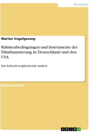 Rahmenbedingungen und Instrumente der Filmfinanzierung in Deutschland und den USA: Ene kritisch-vergleichende Analyse (German Edition)