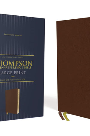 NIV, Thompson Chain-Reference Bible, Large Print, Genuine Leather, Cowhide, Brown, Red Letter, Art Gilded Edges, Comfort Print