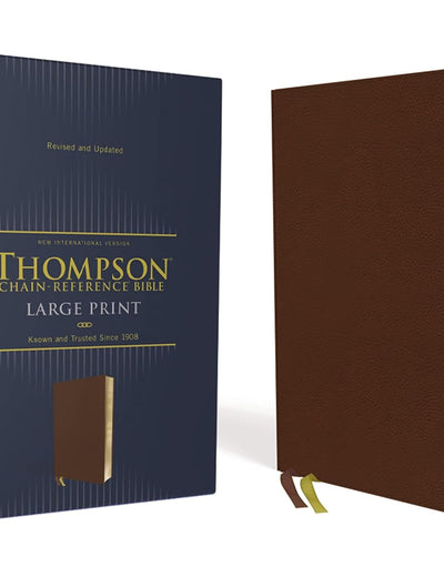 NIV, Thompson Chain-Reference Bible, Large Print, Genuine Leather, Cowhide, Brown, Red Letter, Art Gilded Edges, Comfort Print