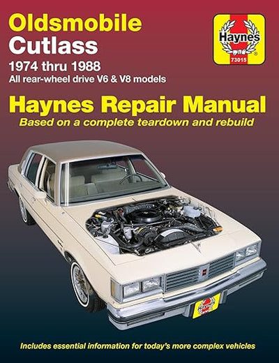 Oldsmobile Cutlass & Cutlass Supreme V6 & V8 Gas Engines (74-88) Haynes Repair Manual (Does not include info specific to diesel engine models. Includes coverage apart from specific exclusion noted)