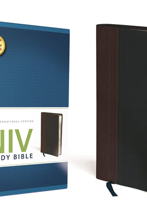 NIV Study Bible, Leathersoft, Brown/Black, Red Letter Edition