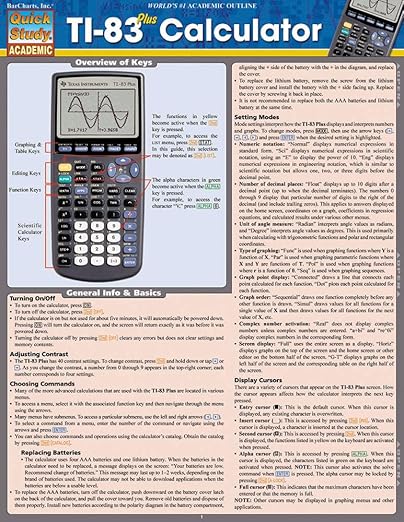 Ti-83 Plus Calculator: QuickStudy Laminated Reference Guide (Quick Study Academic)