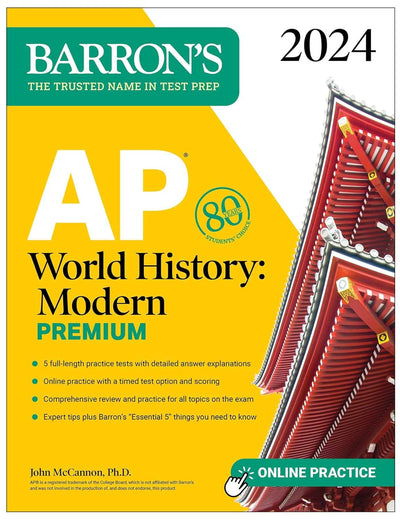 AP World History: Modern Premium, 2024: Comprehensive Review with 5 Practice Tests + an Online Timed Test Option (Barron's AP Prep)