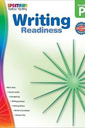 Spectrum Writing Readiness Preschool Workbook, Ages 4 to 5, Preschool Writing Readiness, Tracing Shapes, Letters, Numbers, and Sight Words Handwriting Practice - 128 Pages