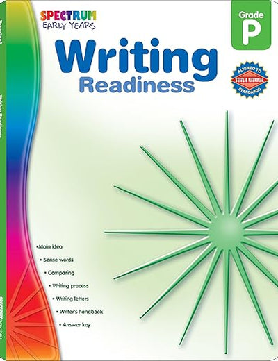 Spectrum Writing Readiness Preschool Workbook, Ages 4 to 5, Preschool Writing Readiness, Tracing Shapes, Letters, Numbers, and Sight Words Handwriting Practice - 128 Pages