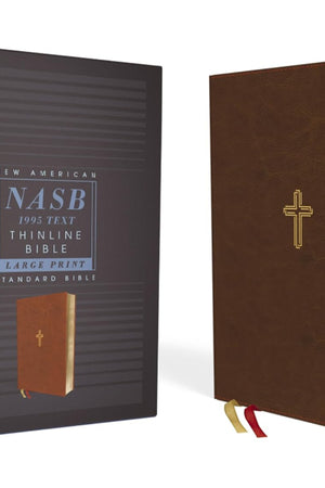 NASB, Thinline Bible, Large Print, Leathersoft, Brown, Red Letter, 1995 Text, Thumb Indexed, Comfort Print
