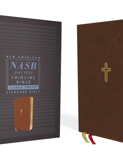 NASB, Thinline Bible, Large Print, Leathersoft, Brown, Red Letter, 1995 Text, Thumb Indexed, Comfort Print