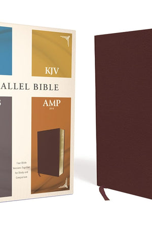 NIV, KJV, NASB, Amplified, Parallel Bible, Bonded Leather, Burgundy: Four Bible Versions Together for Study and Comparison