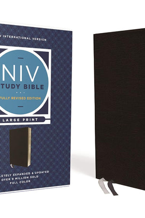 NIV Study Bible, Fully Revised Edition (Study Deeply. Believe Wholeheartedly.), Large Print, Bonded Leather, Black, Red Letter, Comfort Print