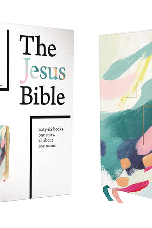 The Jesus Bible Artist Edition, NIV, (With Thumb Tabs to Help Locate the Books of the Bible), Leathersoft, Multi-color/Teal, Thumb Indexed, Comfort Print