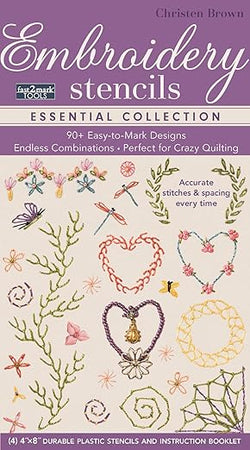 Embroidery Stencils Essential Collection: 90+ Easy-to-Mark Designs-Endless Combinations - Perfect for Crazy Quilting - Accurate Stitches & Spacing Every Time (Fast2Mark)