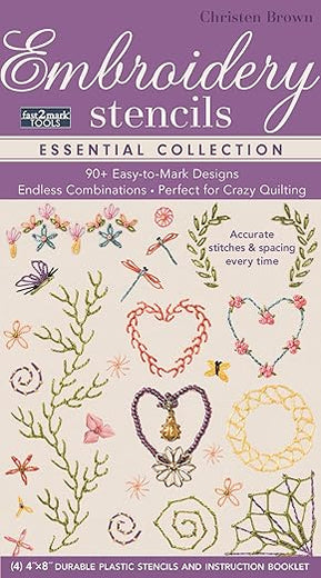 Embroidery Stencils Essential Collection: 90+ Easy-to-Mark Designs-Endless Combinations - Perfect for Crazy Quilting - Accurate Stitches & Spacing Every Time (Fast2Mark)
