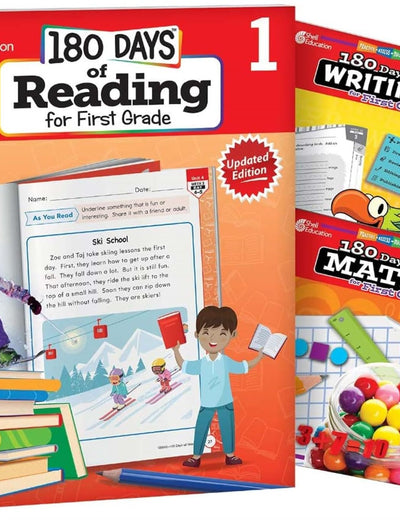 180 Days™: Includes Reading 2nd Edition, Writing, and Math for 1st Grade Practice Workbook for Classroom and Home, Cool and Fun Practice Created by Teachers