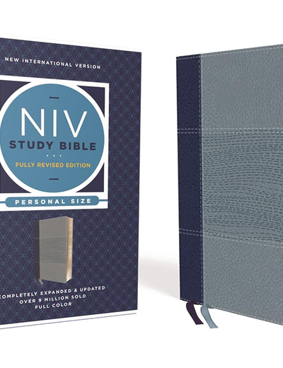 NIV Study Bible, Fully Revised Edition (Study Deeply. Believe Wholeheartedly.), Personal Size, Leathersoft, Navy/Blue, Red Letter, Comfort Print