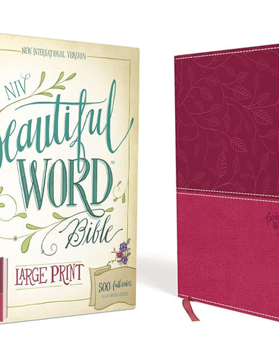 NIV, Beautiful Word Bible, Large Print, Leathersoft, Pink: 500 Full-Color Illustrated Verses