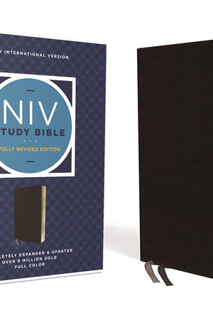 NIV Study Bible, Fully Revised Edition (Study Deeply. Believe Wholeheartedly.), Bonded Leather, Black, Red Letter, Comfort Print