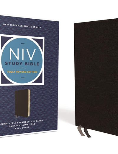 NIV Study Bible, Fully Revised Edition (Study Deeply. Believe Wholeheartedly.), Bonded Leather, Black, Red Letter, Comfort Print