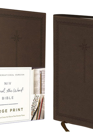 NIV, Journal the Word Bible, Large Print, Leathersoft, Brown: Reflect, Journal, or Create Art Next to Your Favorite Verses