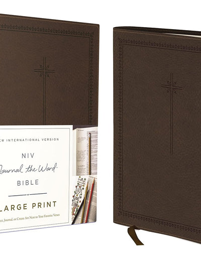 NIV, Journal the Word Bible, Large Print, Leathersoft, Brown: Reflect, Journal, or Create Art Next to Your Favorite Verses