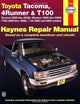 Toyota Tacoma, 4 Runner & T100 Automotive Repair Manual. Models covered: 2WD and 4WD Toyota Tacoma (1995 thru 2000), 4 Runner (1996 thru 2000) and T100 (1993 thru 1998)