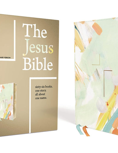 The Jesus Bible Artist Edition, ESV, (With Thumb Tabs to Help Locate the Books of the Bible), Leathersoft, Multi-color/Teal, Thumb Indexed