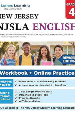 New Jersey Student Learning Assessments (NJSLA) Test Practice: Grade 4 English Language Arts Literacy (ELA) Practice Workbook and Full-length Online Assessments: New Jersey Test Study Guide