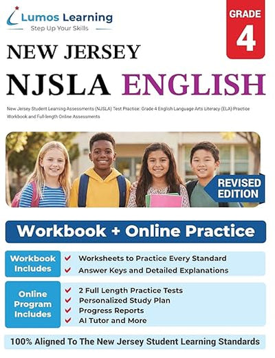New Jersey Student Learning Assessments (NJSLA) Test Practice: Grade 4 English Language Arts Literacy (ELA) Practice Workbook and Full-length Online Assessments: New Jersey Test Study Guide