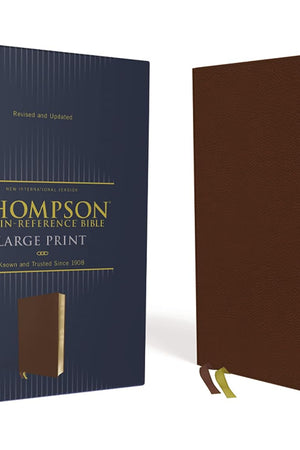 NIV, Thompson Chain-Reference Bible, Large Print, Genuine Leather, Cowhide, Brown, Red Letter, Art Gilded Edges, Thumb Indexed, Comfort Print