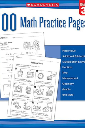 100 Math Practice Pages: Grade 3