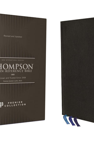 NIV, Thompson Chain-Reference Bible, Premium Goatskin Leather, Black, Premier Collection, Black Letter, Art Gilded Edges, Comfort Print