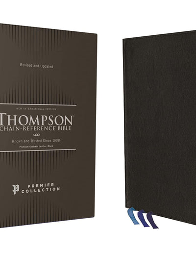 NIV, Thompson Chain-Reference Bible, Premium Goatskin Leather, Black, Premier Collection, Black Letter, Art Gilded Edges, Comfort Print