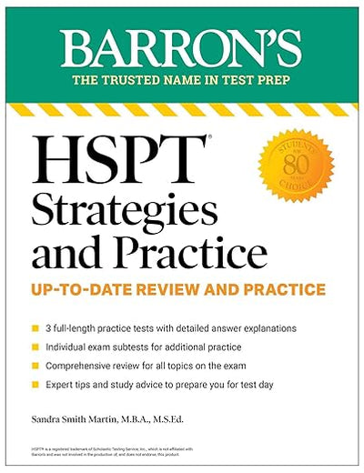 HSPT Strategies and Practice, Second Edition: Prep Book with 3 Practice Tests + Comprehensive Review + Practice + Strategies (Barron's Test Prep)