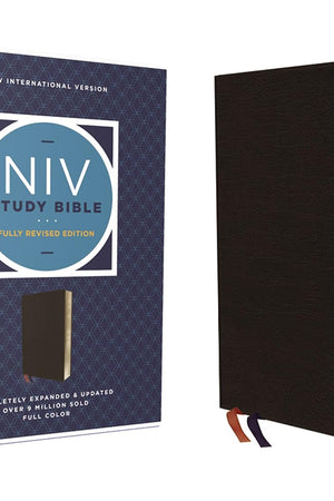 NIV Study Bible, Fully Revised Edition (Study Deeply. Believe Wholeheartedly.), Bonded Leather, Black, Red Letter, Thumb Indexed, Comfort Print