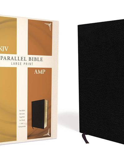 KJV, Amplified, Parallel Bible, Large Print, Bonded Leather, Black, Red Letter: Two Bible Versions Together for Study and Comparison