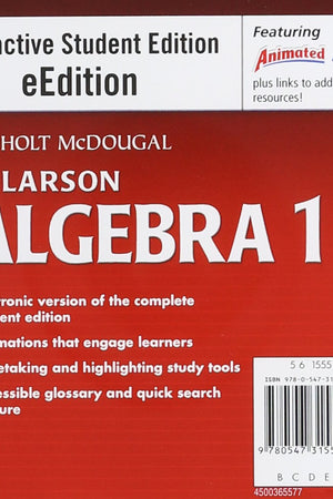 Algebra 1, Grades 9-12 Eedition: Holt Mcdougal Larson Algebra 1