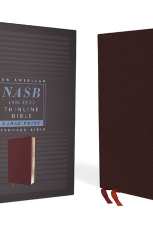 NASB, Thinline Bible, Large Print, Bonded Leather, Burgundy, Red Letter, 1995 Text, Thumb Indexed, Comfort Print