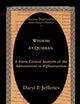 Wisdom at Qumran: A Form-Critical Analysis of the Admonitions in 4QInstruction