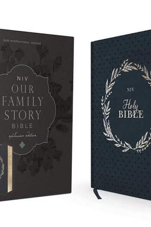 NIV Family Bible, Navy Wreath, Comfort Print