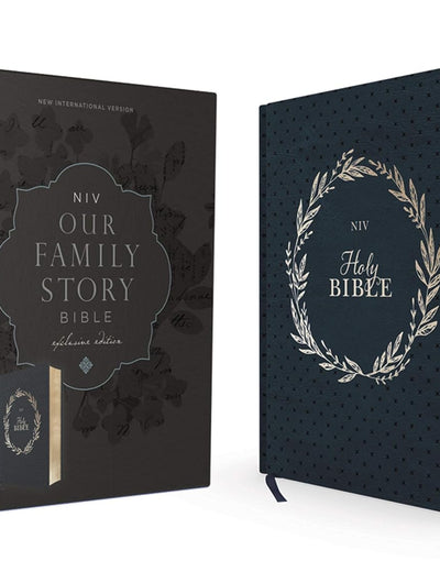 NIV Family Bible, Navy Wreath, Comfort Print