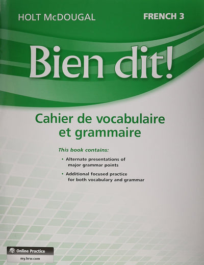 Bien Dit!: Vocabulary and Grammar Workbook Student Edition Level 3