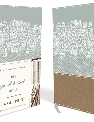 NIV, Journal the Word Bible, Large Print, Leathersoft, Teal/Tan: Reflect, Journal, or Create Art Next to Your Favorite Verses