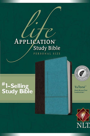 NLT Life Application Study Bible, Second Edition, Personal Size (LeatherLike, Dark Brown/Teal, Indexed)