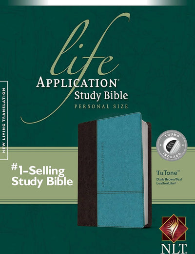 NLT Life Application Study Bible, Second Edition, Personal Size (LeatherLike, Dark Brown/Teal, Indexed)