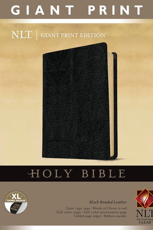 Holy Bible, Giant Print NLT (Bonded Leather, Black, Indexed, Red Letter)